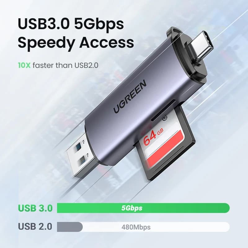USB 3.0 & USB-C bralnik kartic SD/MicroSD