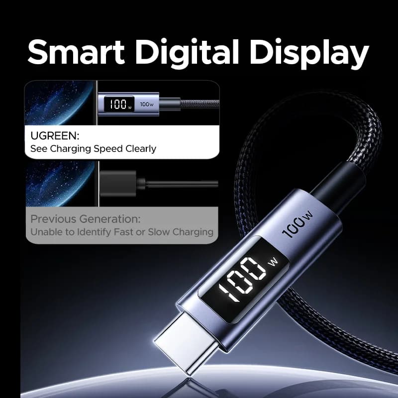 Kabel USB-C na USB-C, 100 W PD z digitalnim zaslonom
