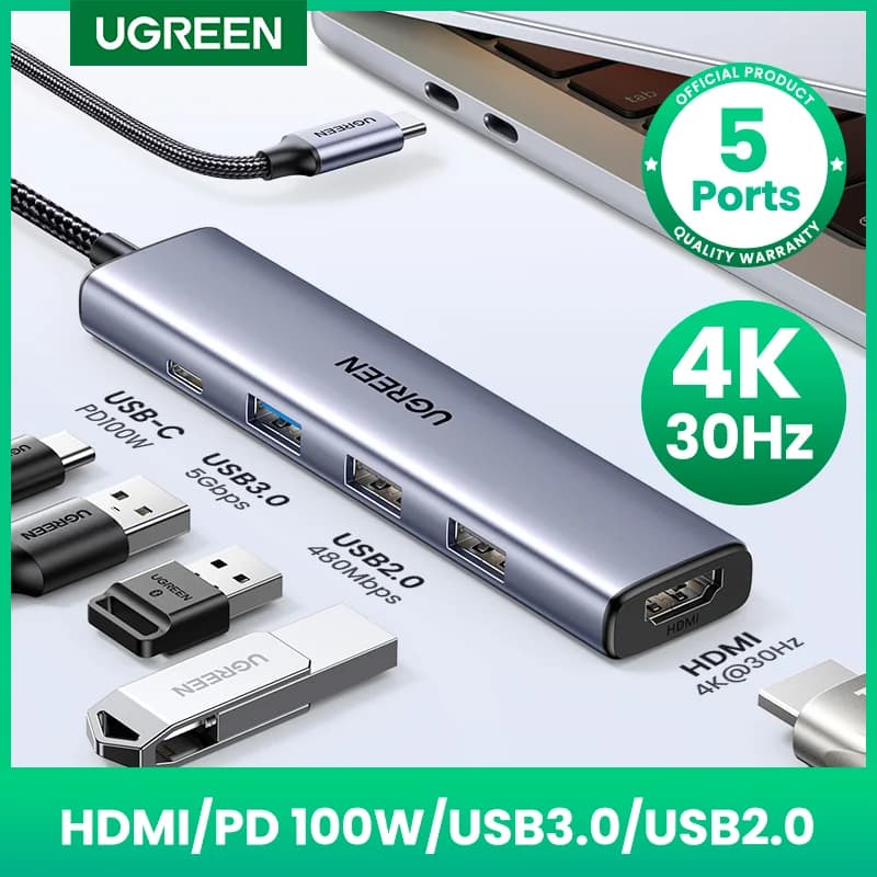 USB-C hub z 4K HDMI, SD/TF in 100W PD