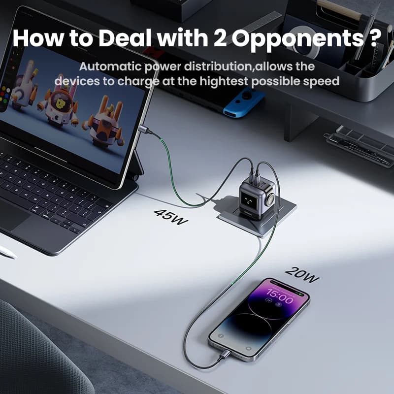 65W GaN stenski polnilec USB-C, ameriški vtikač