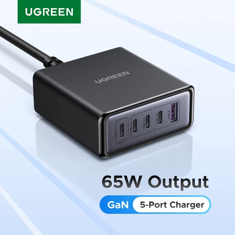 Namizni polnilec GaN 65W-100W 5-v-1 s podporo PD in QC