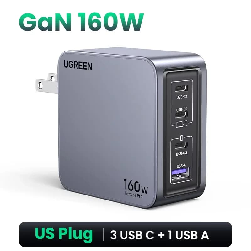 Stenski polnilec 160W GaN USB-C, PD3.1