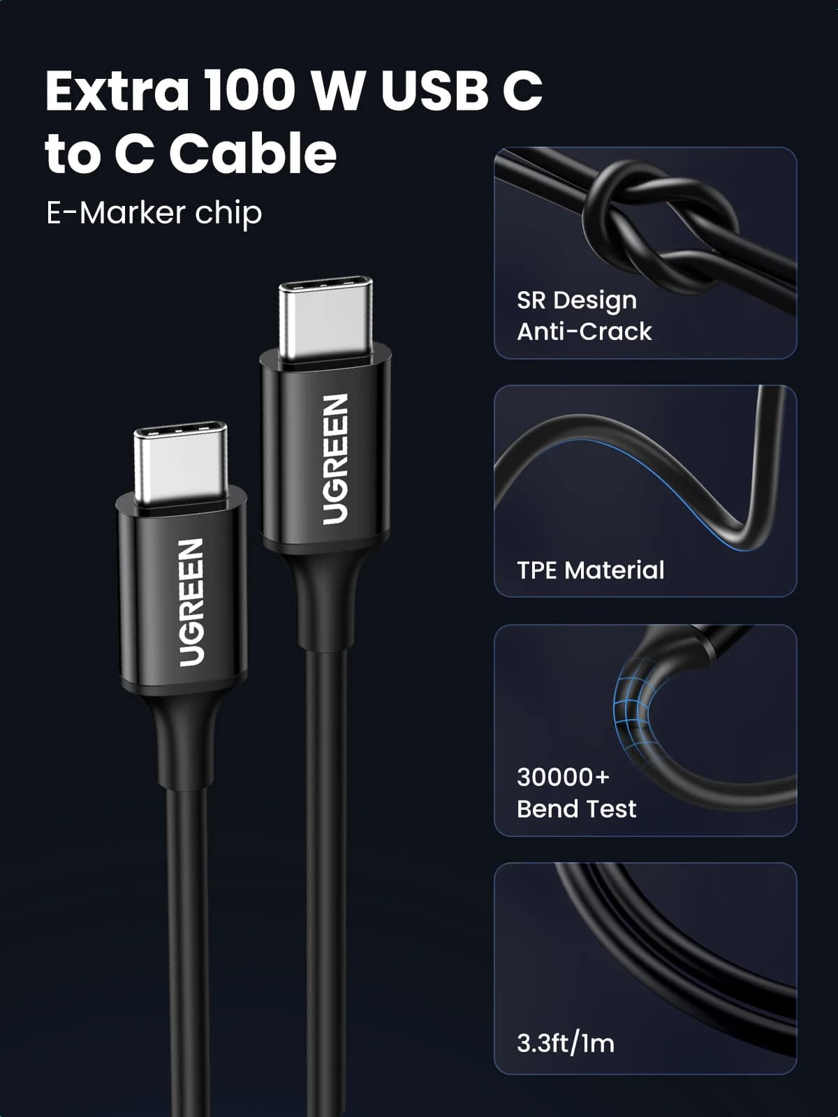 Hitri avtomobilski polnilec USB-C 130 W s kablom PD