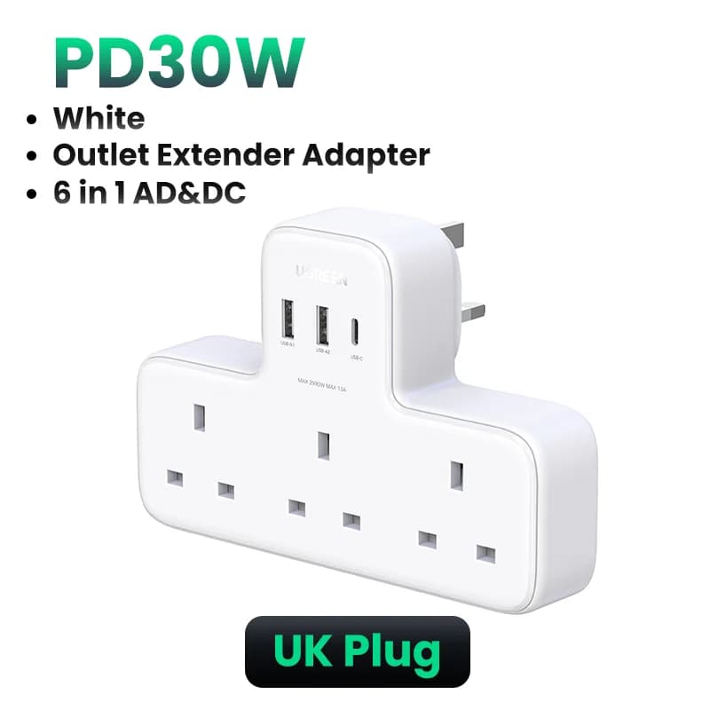 UK vtičnica podaljšek z izhodi in adapter