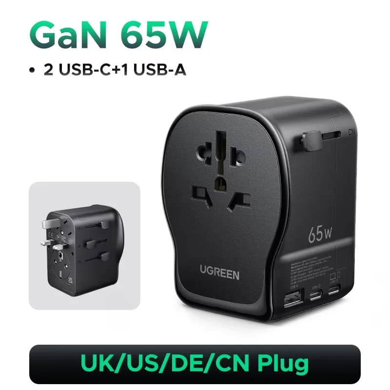 65W GaN univerzalni potovalni adapter, ozemljen