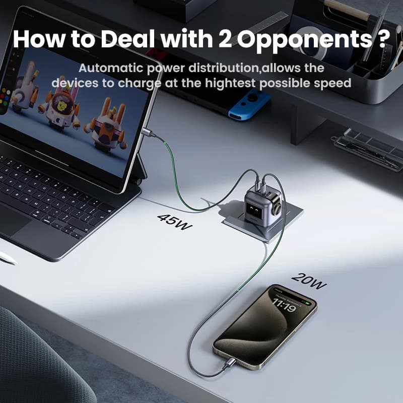 65W GaN USB-C hitri polnilnik z vtikačem tipa UK