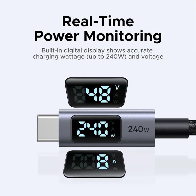 USB-C kabel 240W z digitalnim prikazom moči
