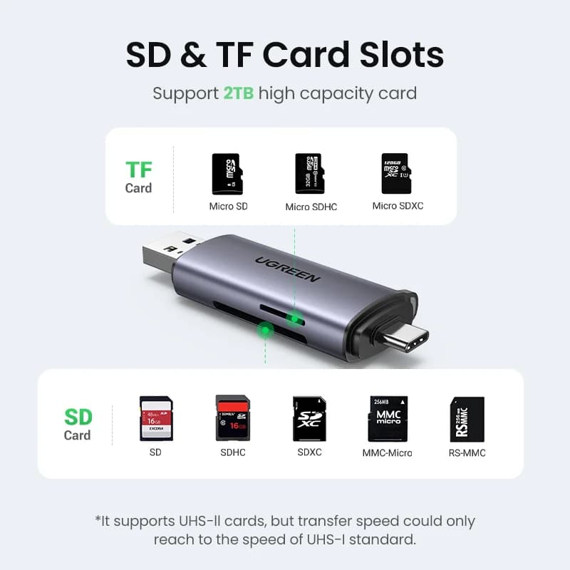 USB 3.0 & USB-C bralnik kartic SD/MicroSD