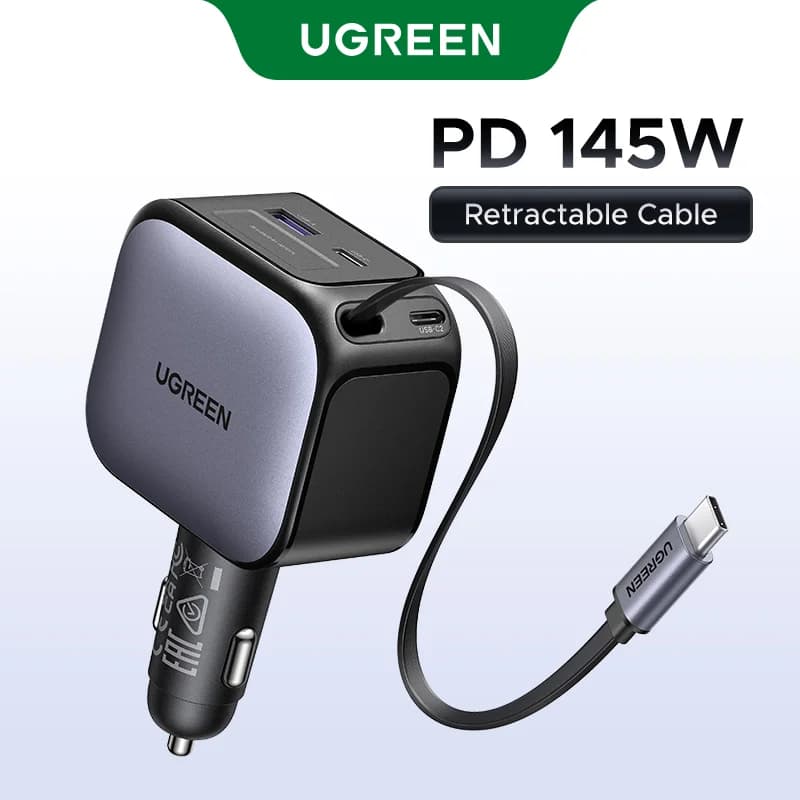 Avto polnilec 145 W s 3 vhodi USB-C in uvlačnim kablom