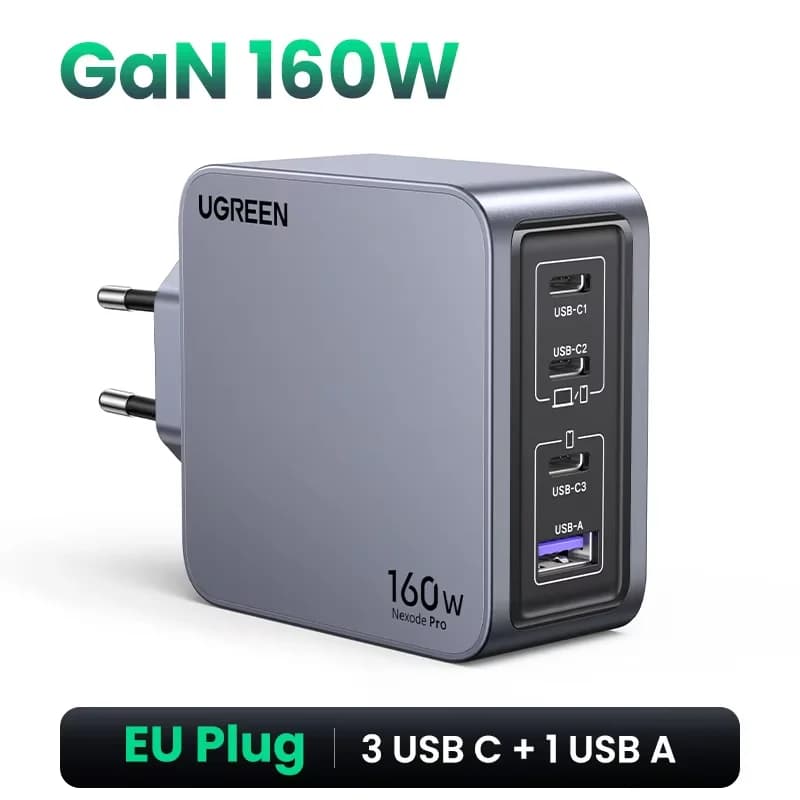 Stenski polnilec 160W GaN USB-C, PD3.1