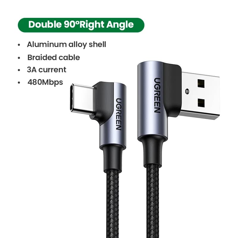 Nylon USB-C na USB-C kabel s kotom 90 stopinj
