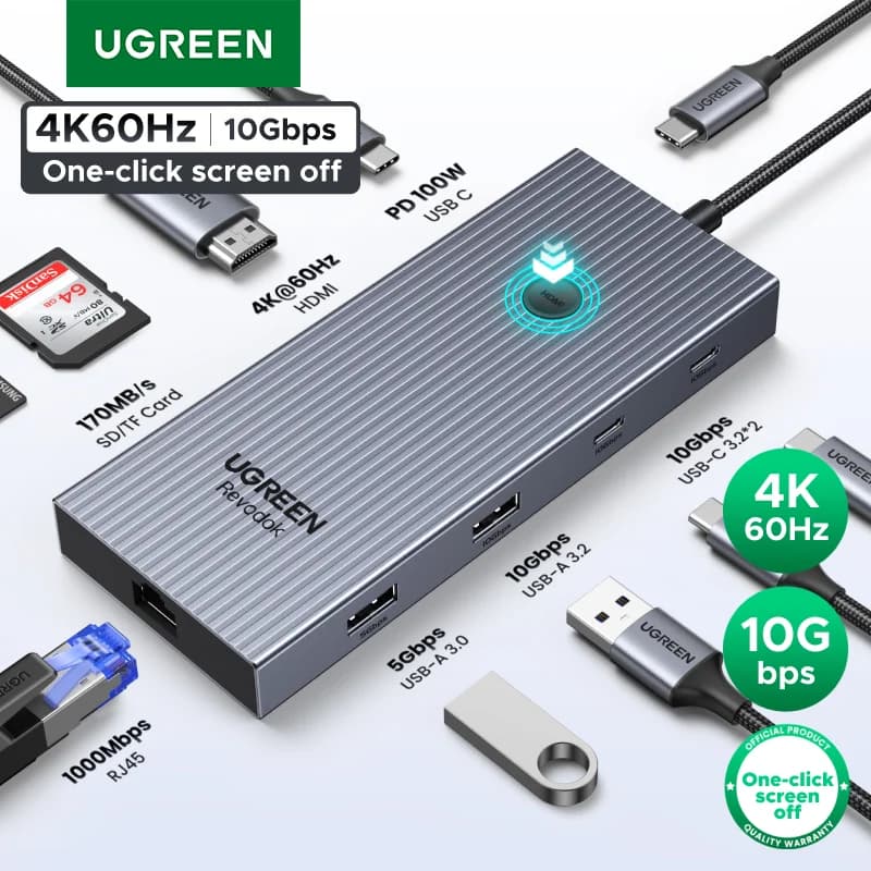 USB-C hub s 4K HDMI, Ethernetom in 100W PD