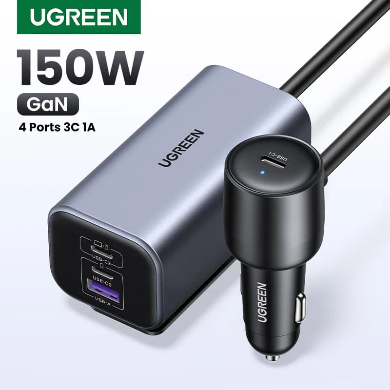 Avtomobilski polnilec GaN 150 W s 4 USB vhodi