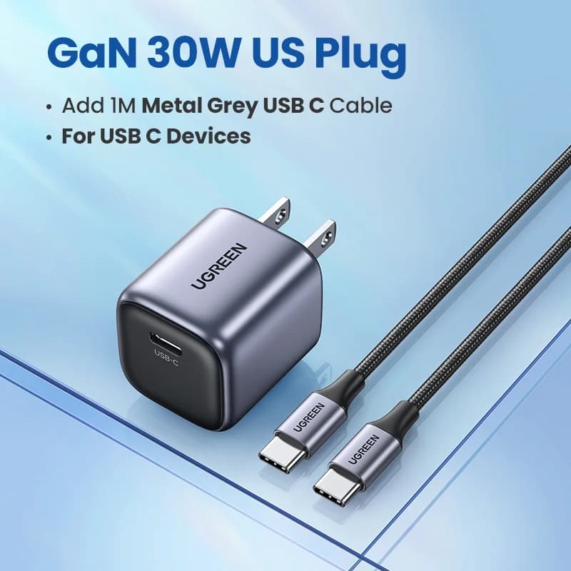 Komplet hitrega polnilca GaN 30 W s kablom USB-C 1 m