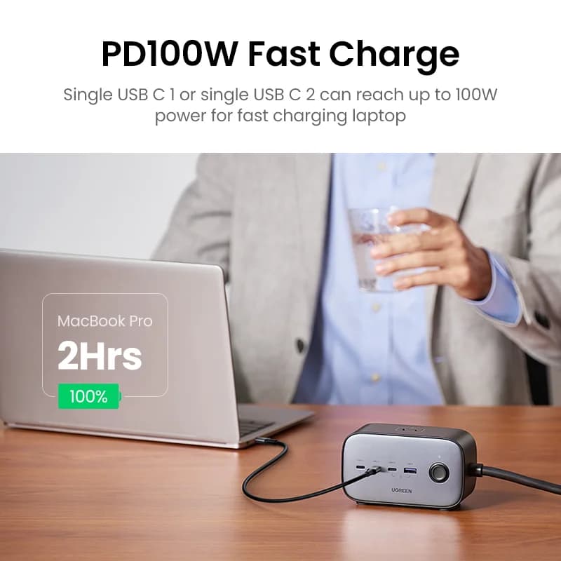Namizna polnilna postaja z napajalno vrstico 100W GaN