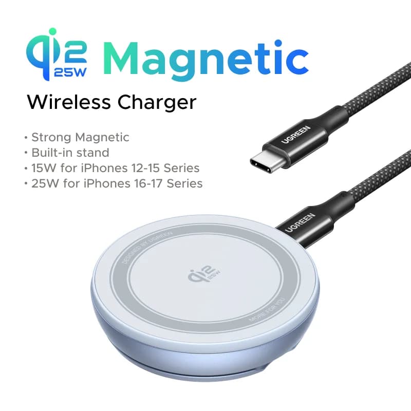 Qi2 magnetna brezžična polnilna podloga s stojalom, 25W