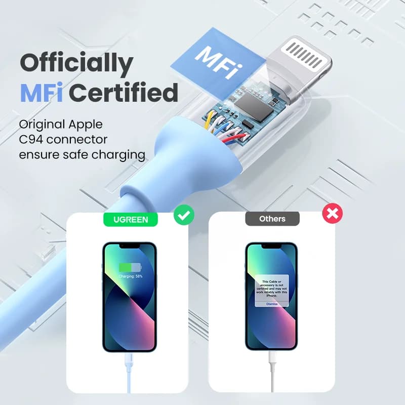 MFi silikonski kabel USB-C na Lightning za hitro polnjenje