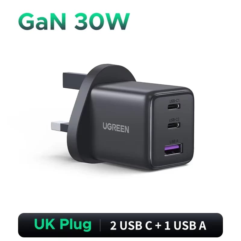 Stenski polnilec GaN USB-C 30W, PD 3.0