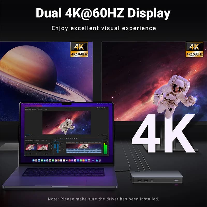 9-v-1 dokovna postaja USB-C s tremi zasloni