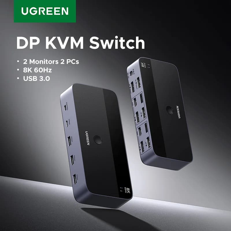 KVM stikalo za dva monitorja, 8K/60Hz, USB 3.0