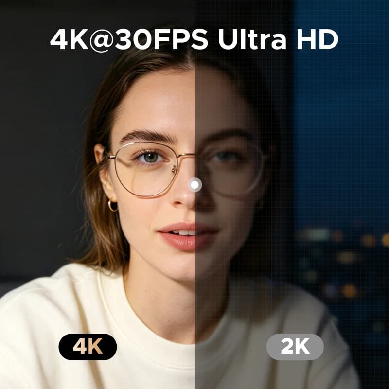 USB spletna kamera 4K s prstanasto svetilko na dotik in zaščito zasebnosti
