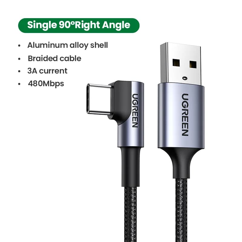 Nylon USB-C na USB-C kabel s kotom 90 stopinj