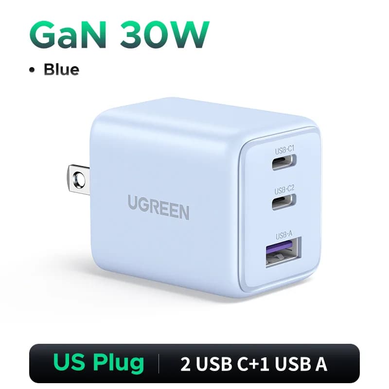 Stenski polnilec GaN USB-C 30W, PD 3.0