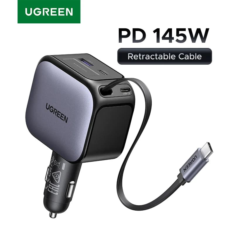 Avto polnilec USB-C 145W z vlečnim kablom